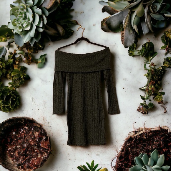 Rue 21 Green Ribbed Knit Soft & Stretchy Sweater Dress - Picture 10 of 10